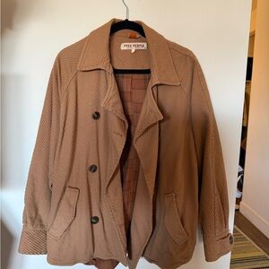 Free People Tan Textured Shirt Jacket